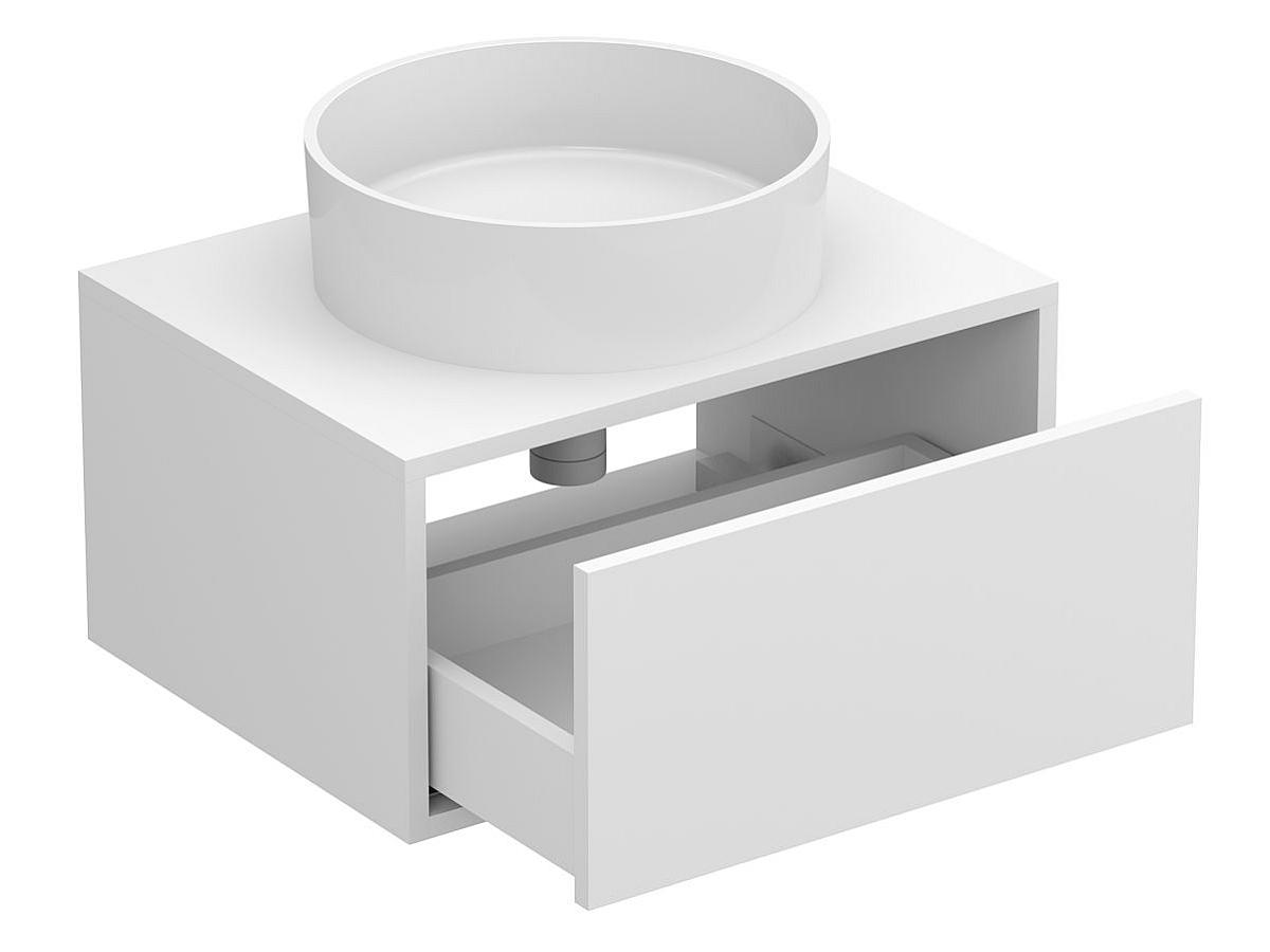 Тумба підвісна CLOUD 600 Біла матова з умивальником BERGAMO