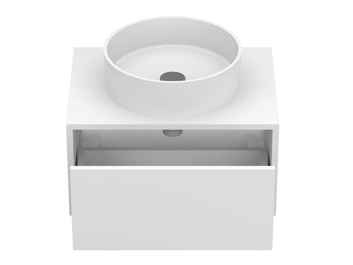 Тумба підвісна CLOUD 600 Біла матова з умивальником BERGAMO