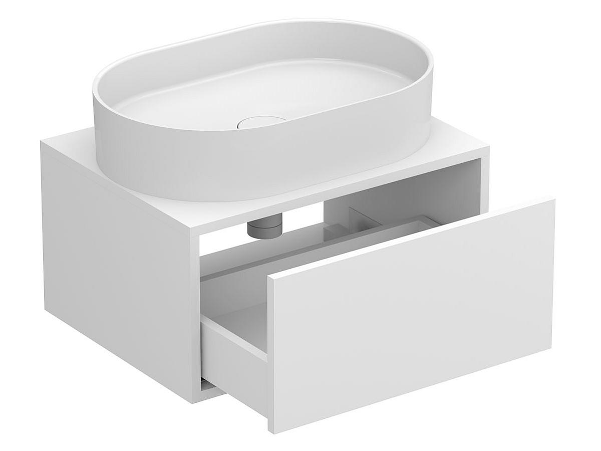 Тумба підвісна CLOUD 600 Біла матова з умивальником KIRA