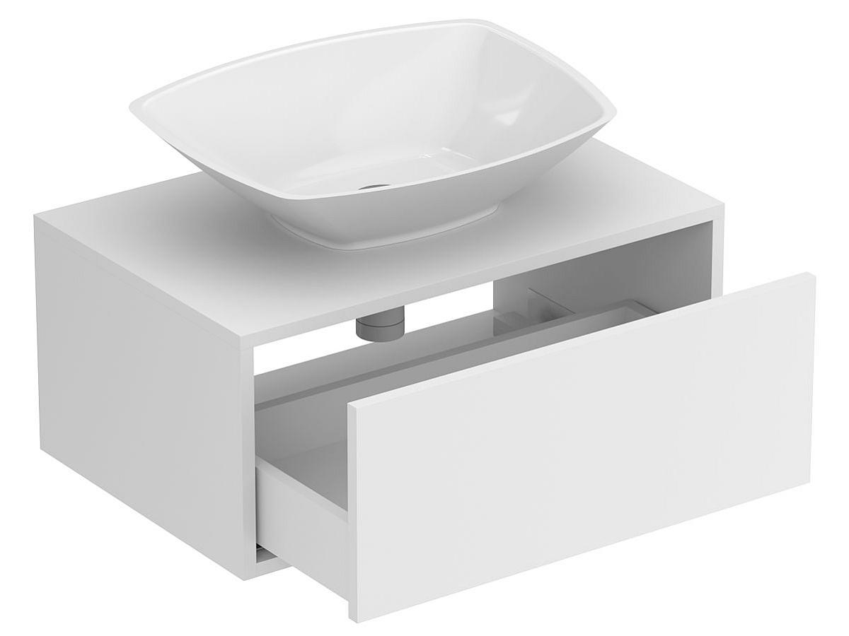 Тумба підвісна CLOUD 700 Біла матова з умивальником LEX S