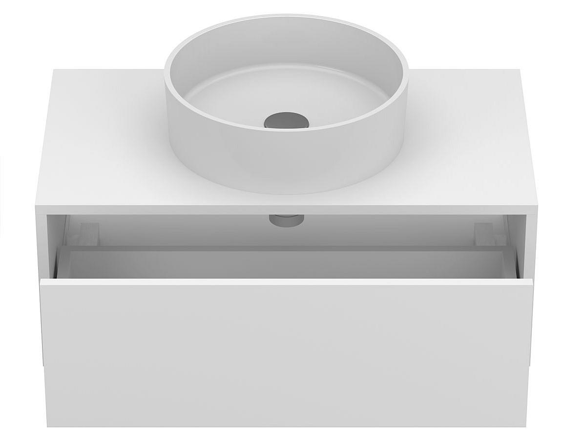 Тумба підвісна CLOUD 800 Біла матова з умивальником BERGAMO