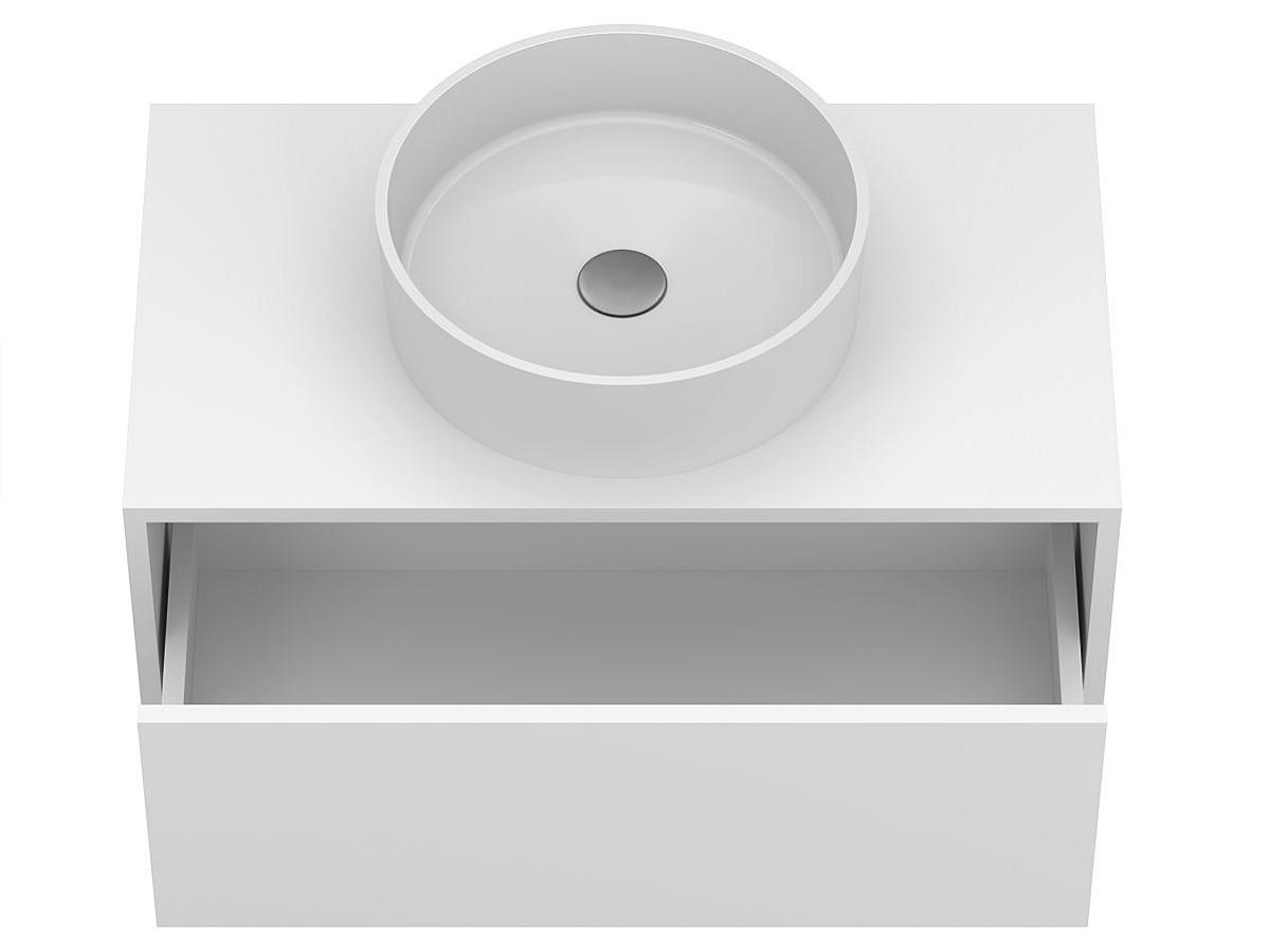 Тумба підвісна CLOUD 800 Біла матова з умивальником BERGAMO