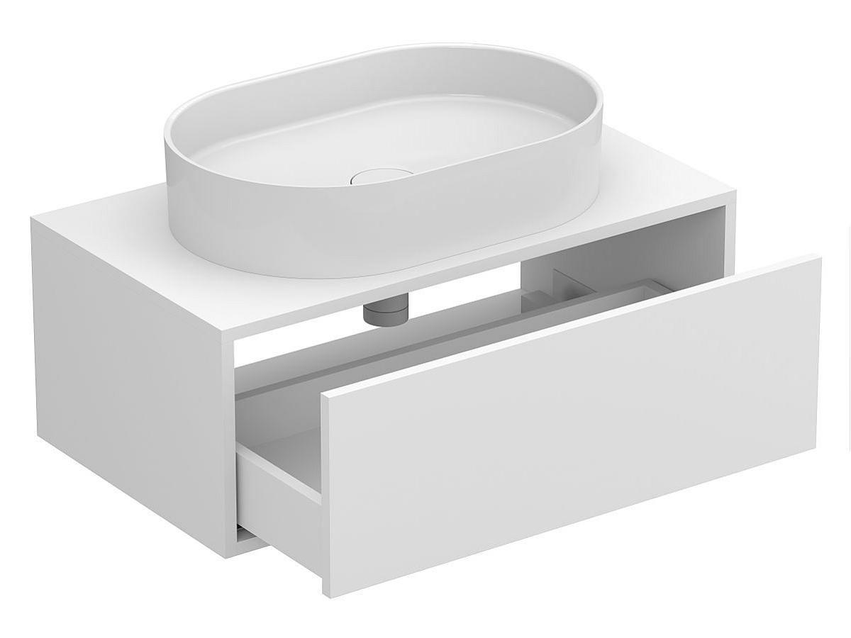 Тумба підвісна CLOUD 800 Біла матова з умивальником KIRA