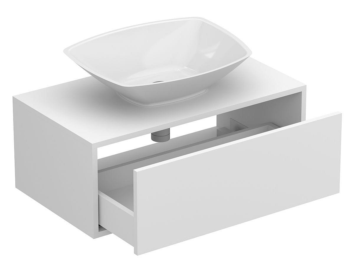 Тумба підвісна CLOUD 800 Біла матова з умивальником LEX S