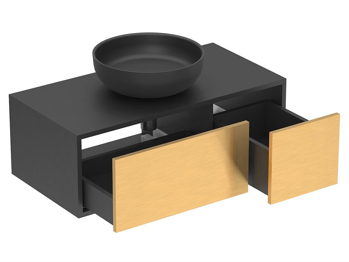 Тумба подвесная CLOUD 900 Пикассо золото с умывальником MOON