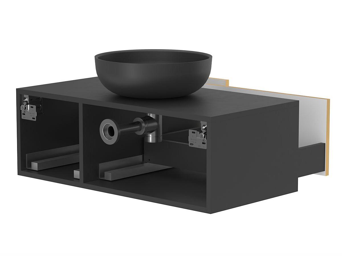 Тумба подвесная CLOUD 900 Пикассо золото с умывальником MOON