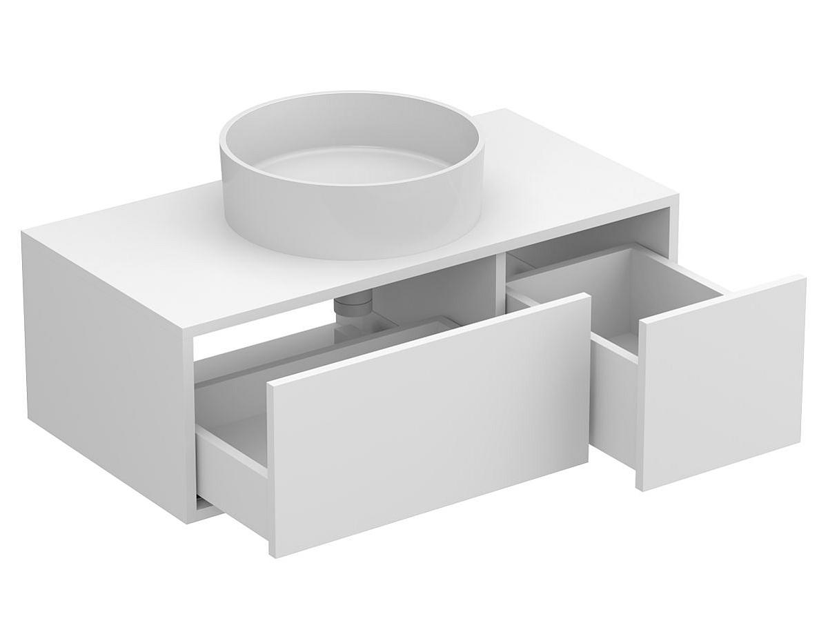 Тумба підвісна CLOUD 900 Біла матова з умивальником BERGAMO