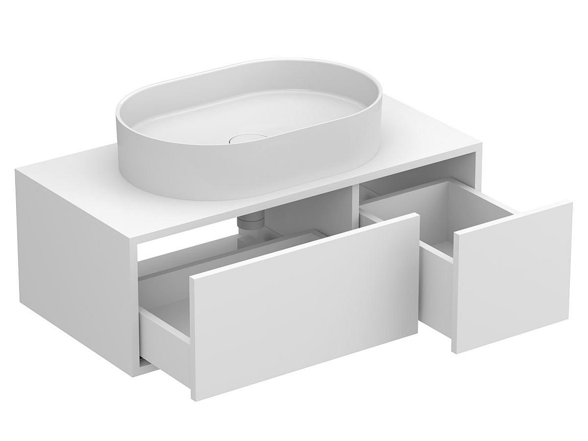 Тумба підвісна CLOUD 900 Біла матова з умивальником KIRA