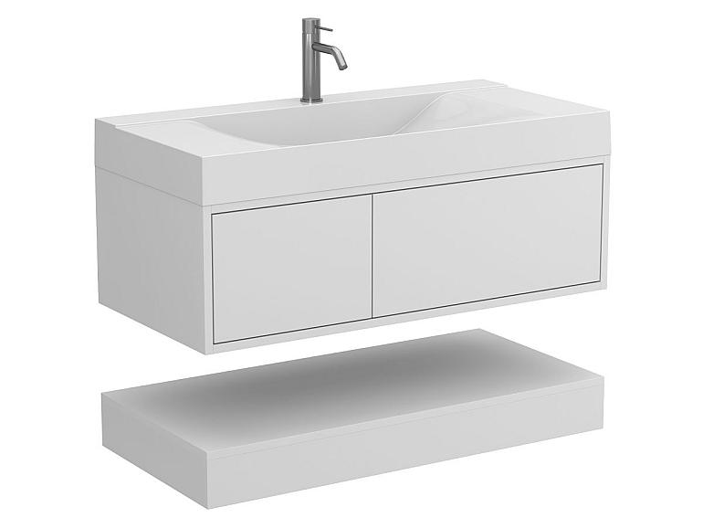 Тумба підвісна DUO Біла з умивальником FLY 1000