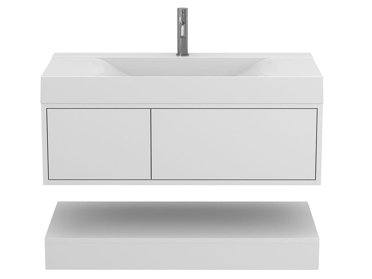 Тумба підвісна DUO Біла з умивальником FLY 1000