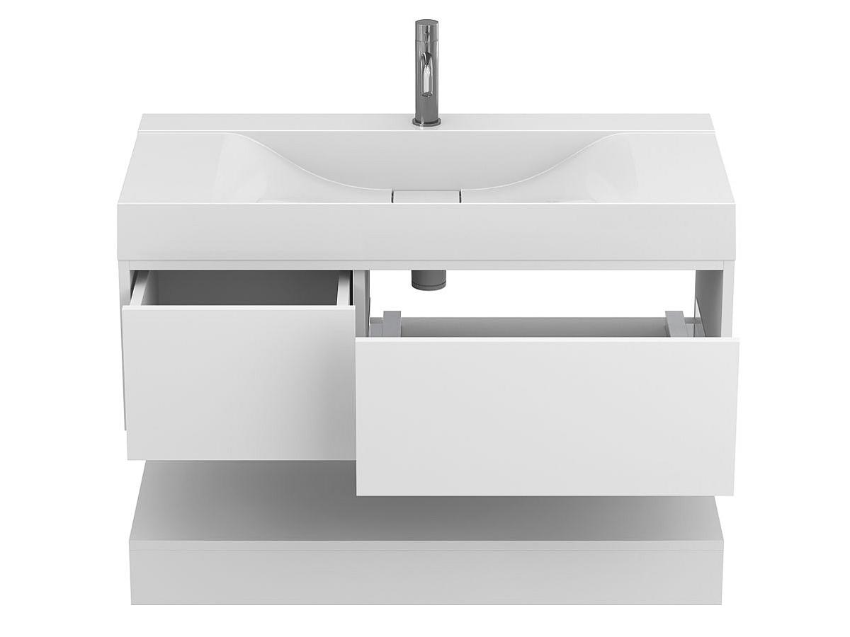 Тумба підвісна DUO Біла з умивальником FLY 1000