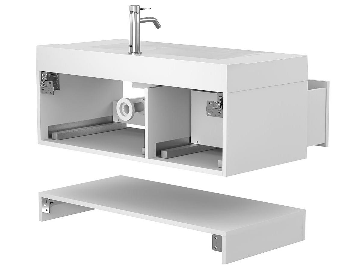 Тумба підвісна DUO Біла з умивальником FLY 1000