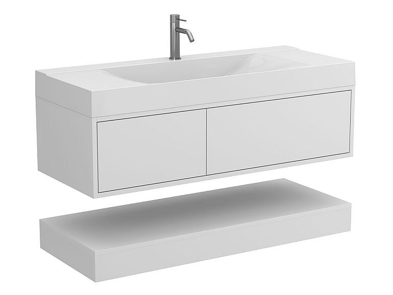 Тумба підвісна DUO Біла з умивальником FLY 1200