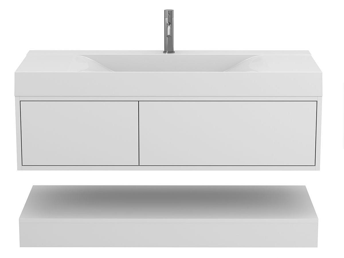Тумба підвісна DUO Біла з умивальником FLY 1200
