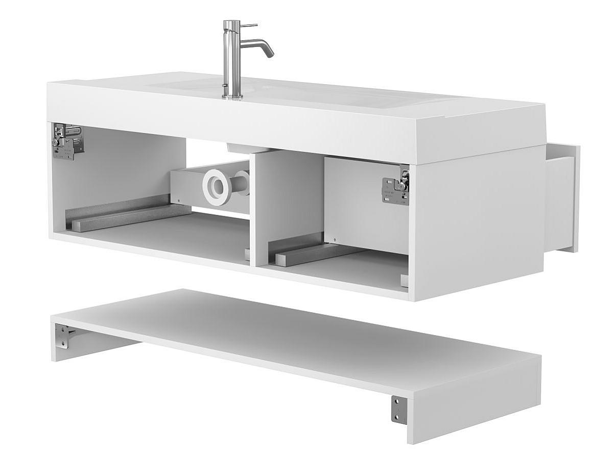 Тумба підвісна DUO Біла з умивальником FLY 1200