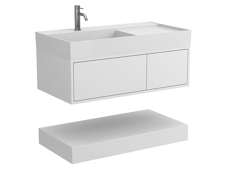 Тумба підвісна DUO Біла з умивальником SOUL 1000