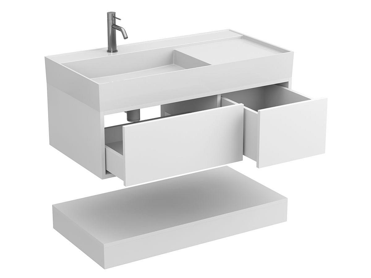 Тумба підвісна DUO Біла з умивальником SOUL 1000