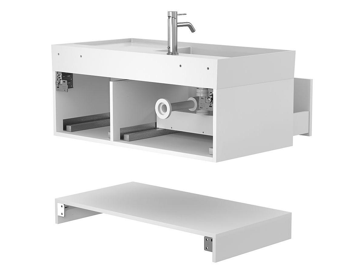 Тумба підвісна DUO Біла з умивальником SOUL 1000