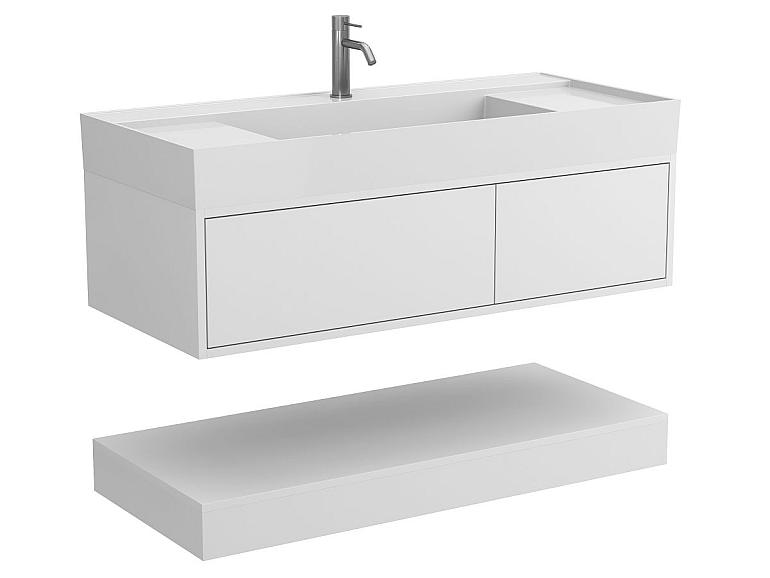 Тумба підвісна DUO Біла з умивальником SOUL 1200