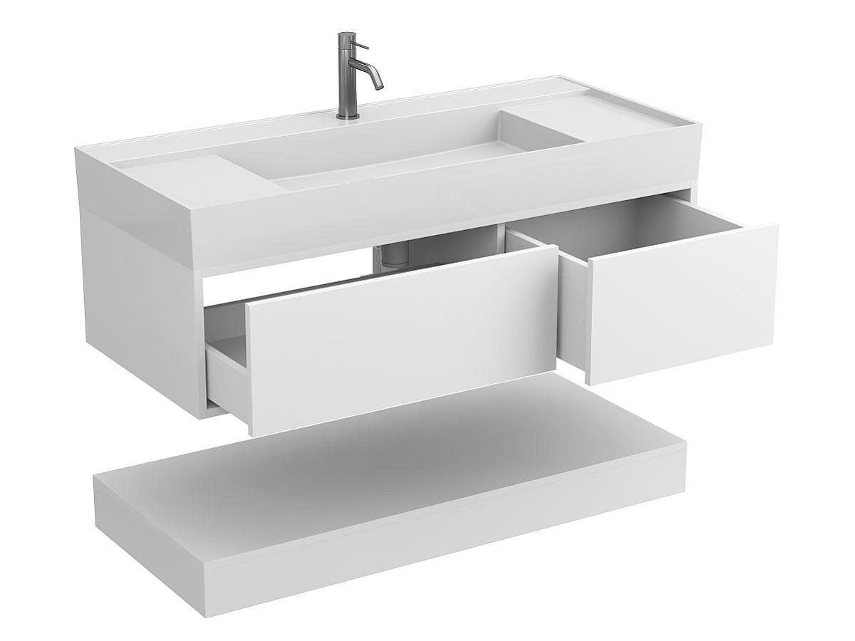 Тумба подвесная DUO Белая с умывальником SOUL 1200