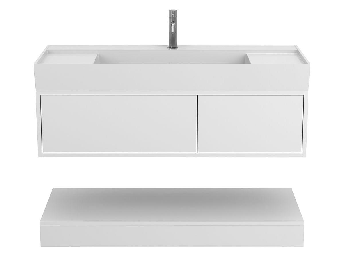 Тумба подвесная DUO Белая с умывальником SOUL 1200
