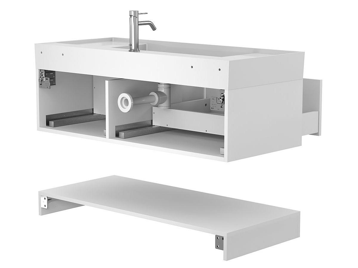 Тумба подвесная DUO Белая с умывальником SOUL 1200