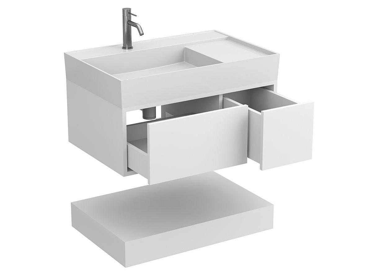 Тумба подвесная DUO Белая с умывальником SOUL 800