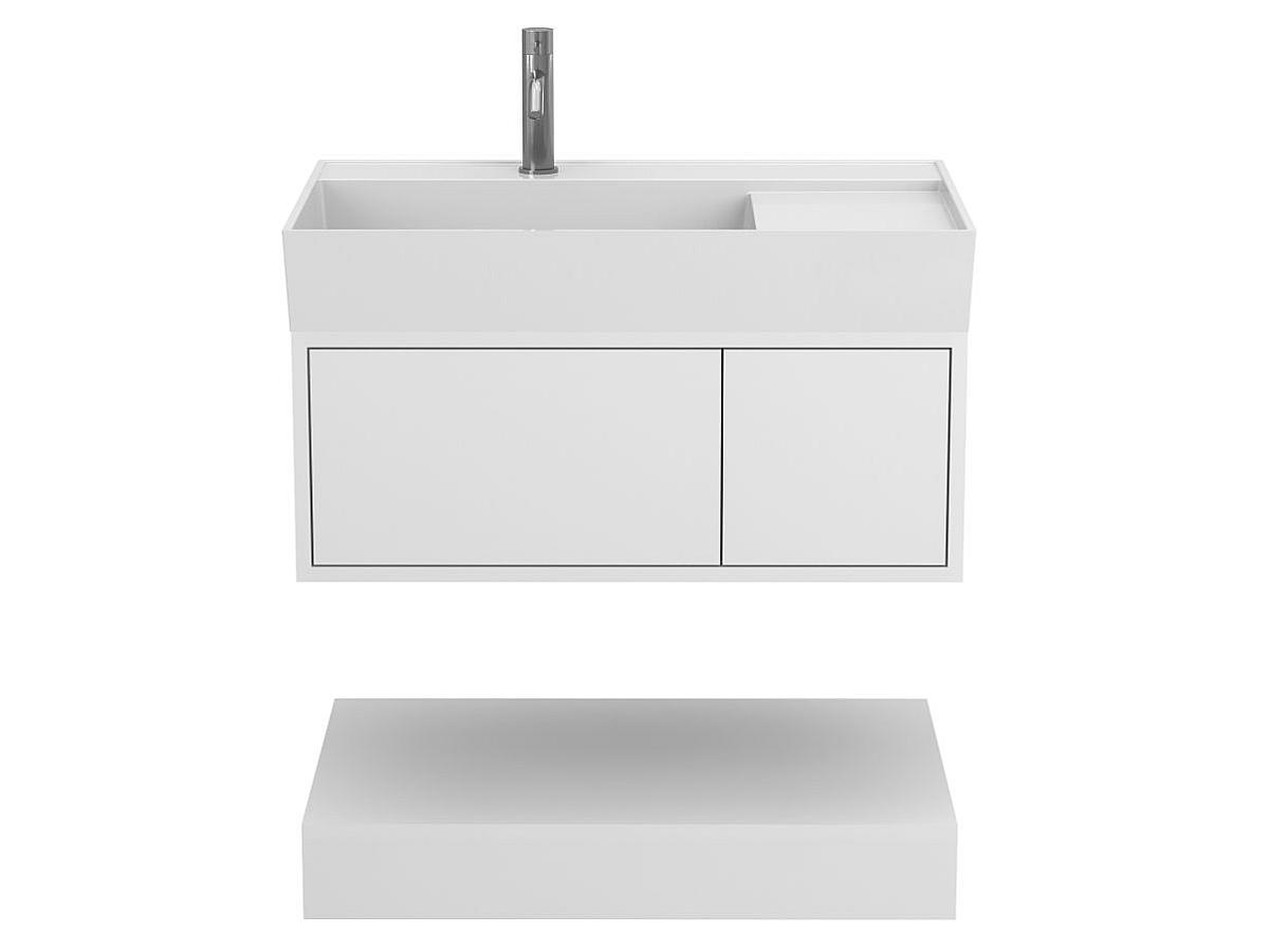 Тумба подвесная DUO Белая с умывальником SOUL 800