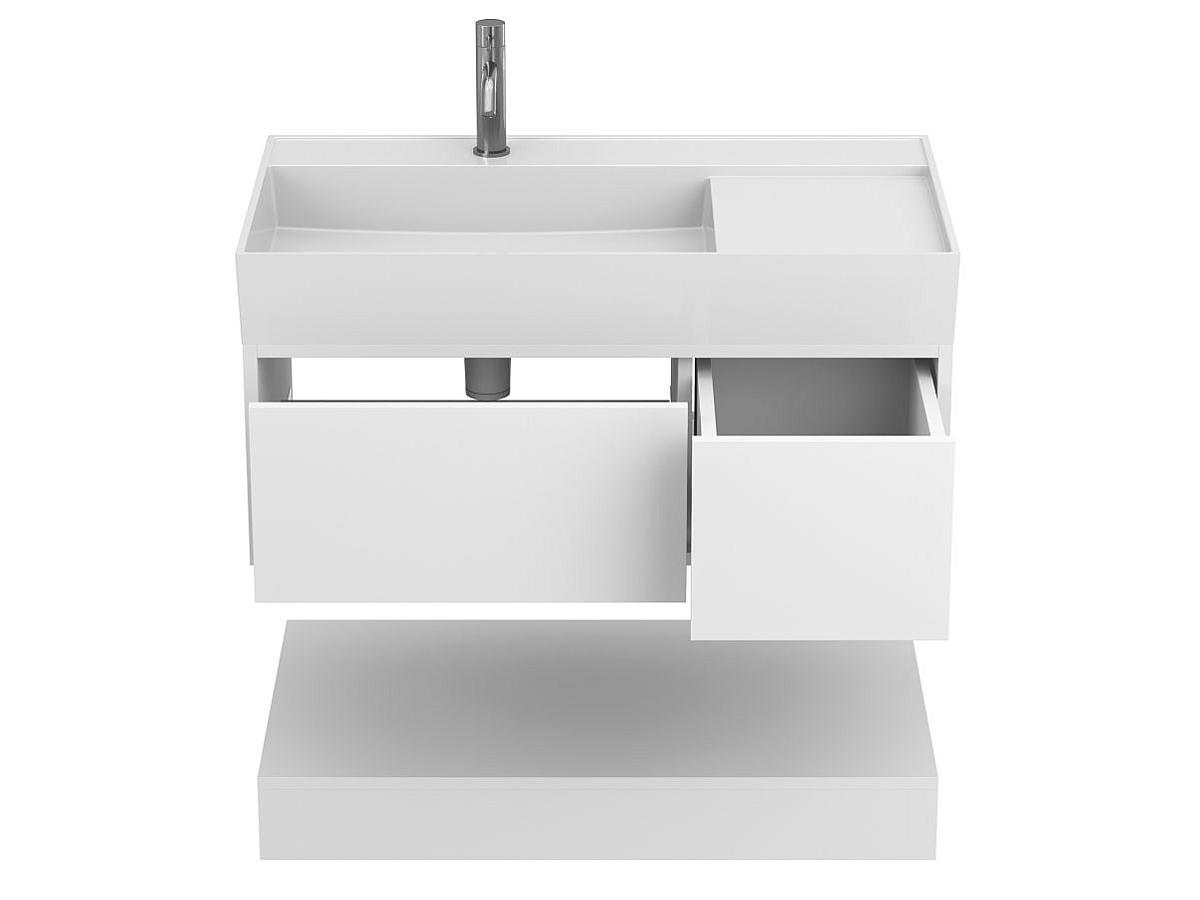Тумба подвесная DUO Белая с умывальником SOUL 900