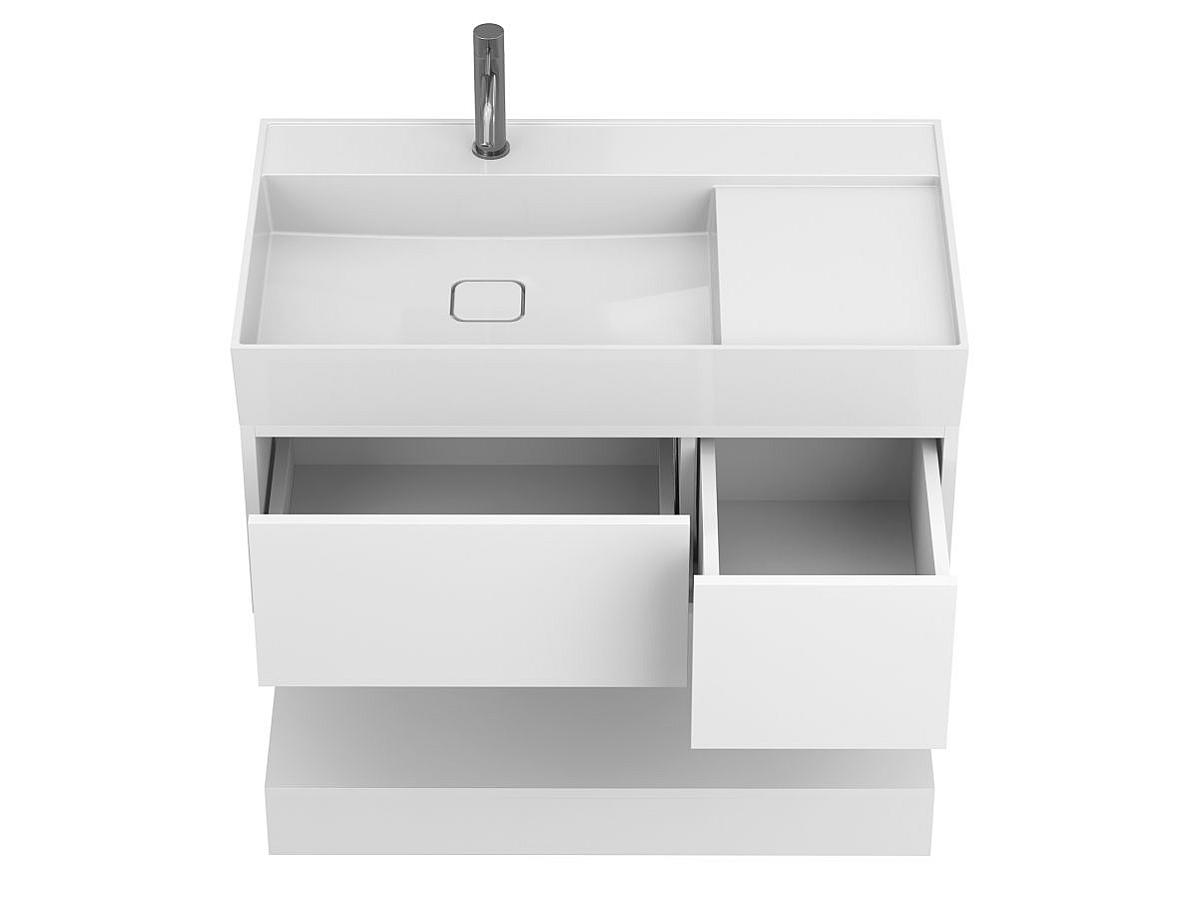 Тумба подвесная DUO Белая с умывальником SOUL 900