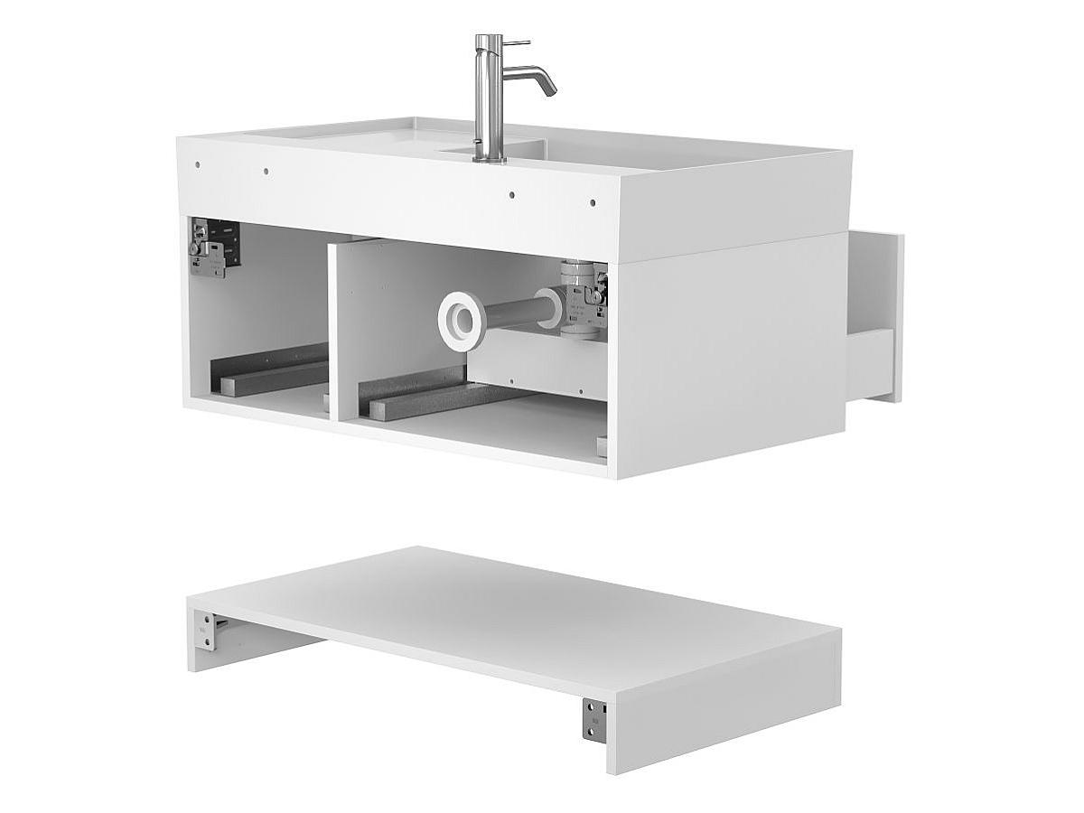 Тумба подвесная DUO Белая с умывальником SOUL 900