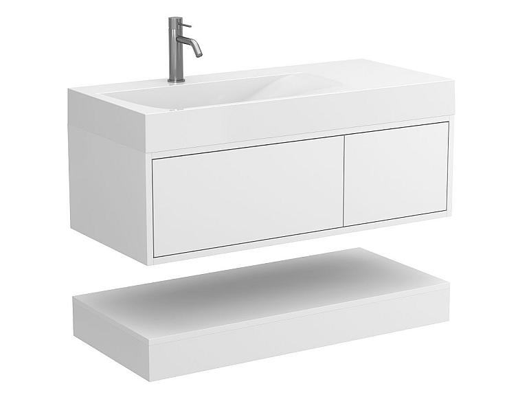 Тумба підвісна DUO Біла з умивальником VIOLA 1000 L