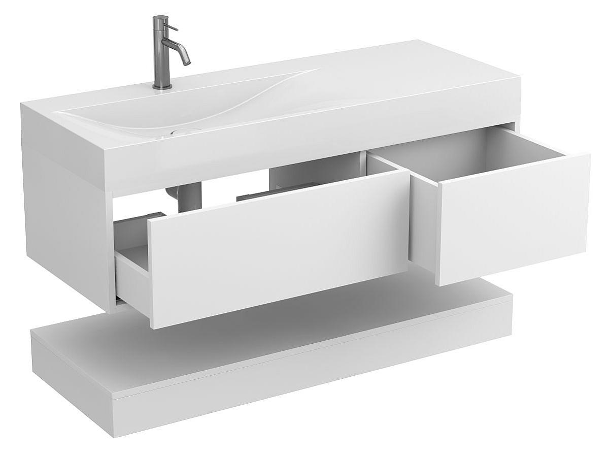 Тумба подвесная DUO Белая с умывальником VIOLA 1200 L