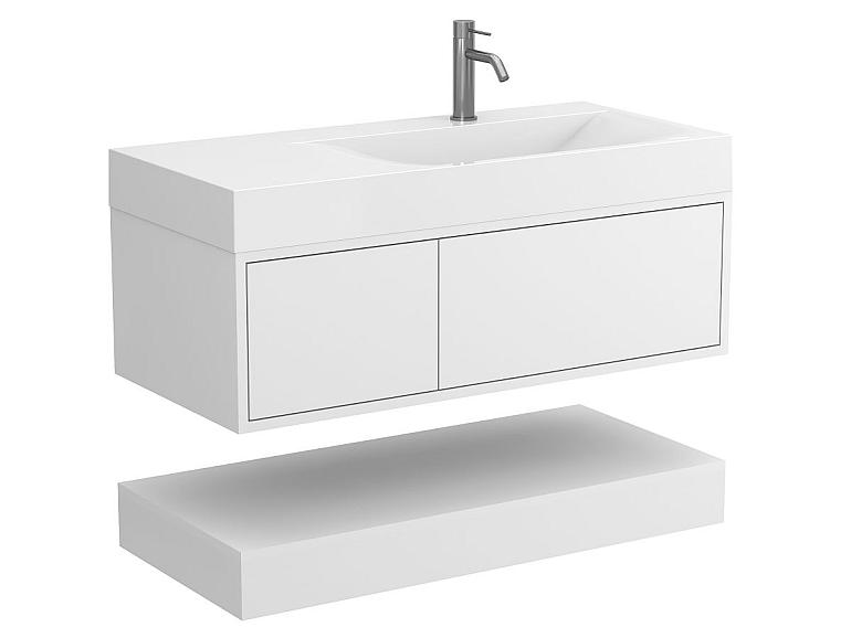 Тумба підвісна DUO Біла з умивальником VIOLA 1000 R