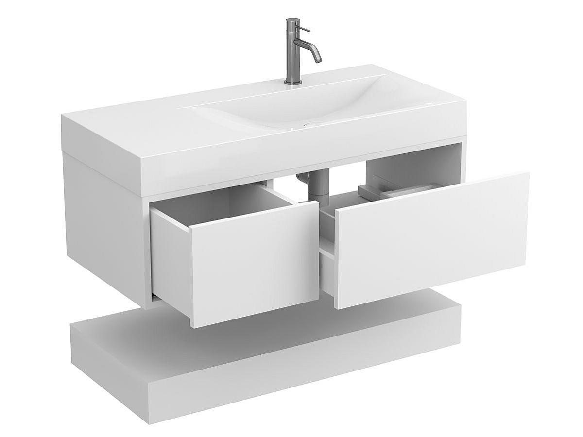 Тумба підвісна DUO Біла з умивальником VIOLA 1000 R