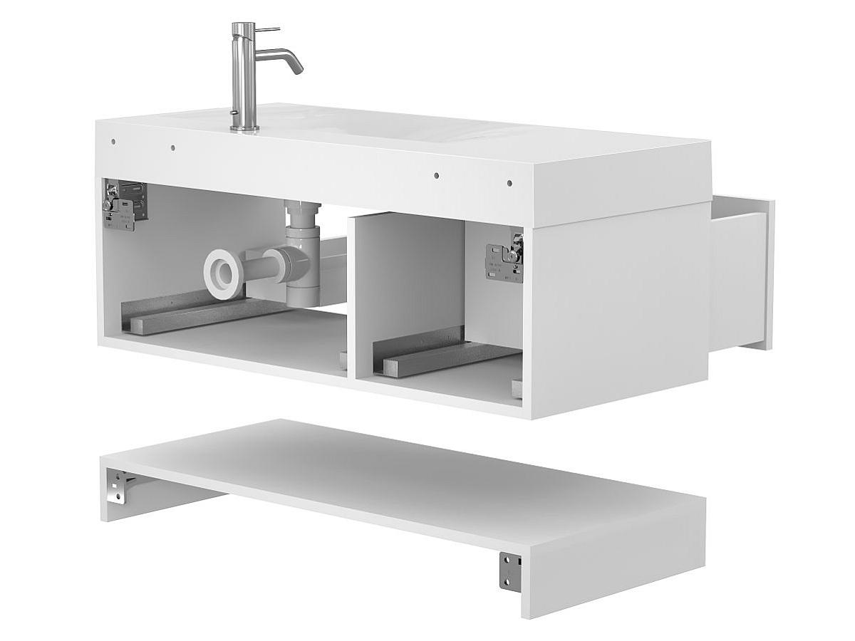 Тумба підвісна DUO Біла з умивальником VIOLA 1000 R