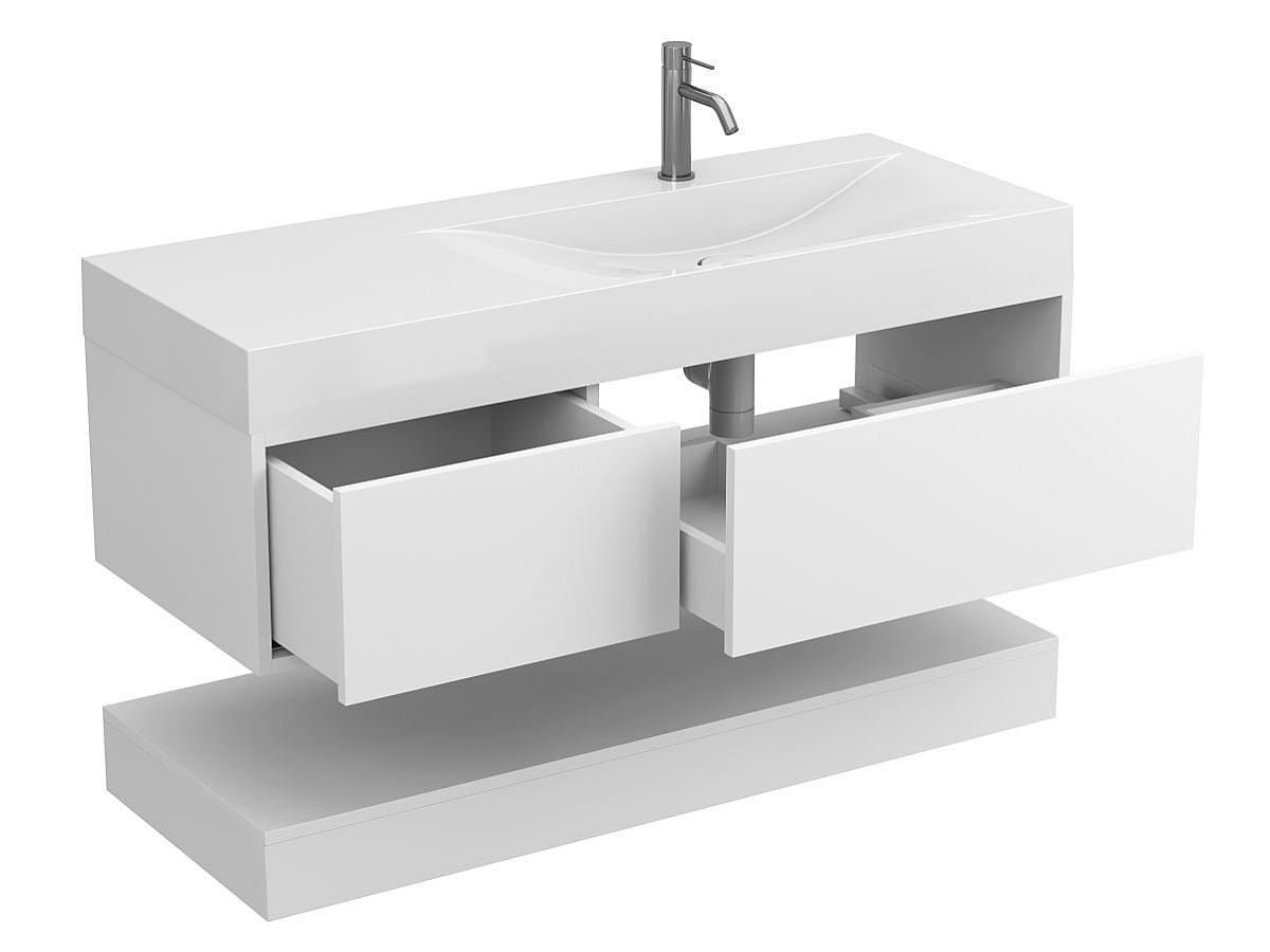 Тумба подвесная DUO Белая с умывальником VIOLA 1200 R