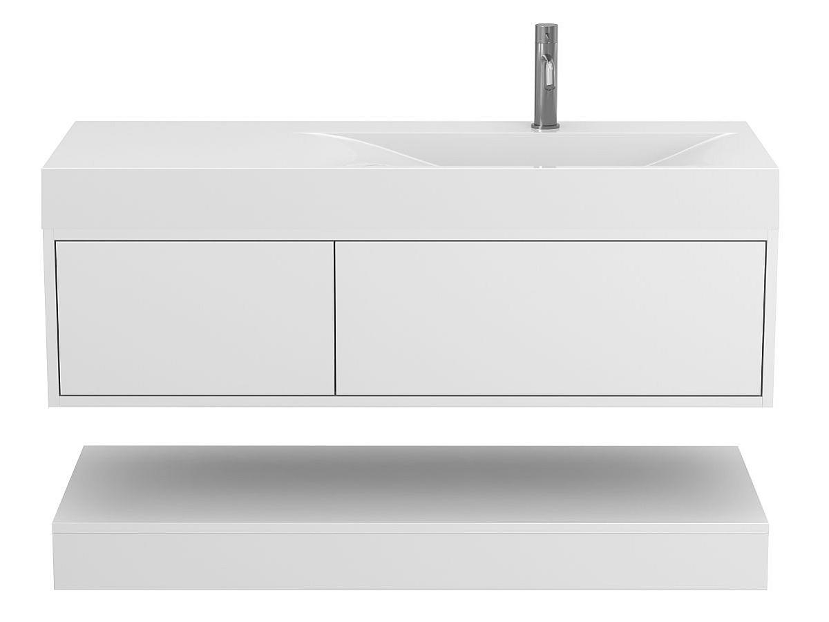Тумба подвесная DUO Белая с умывальником VIOLA 1200 R