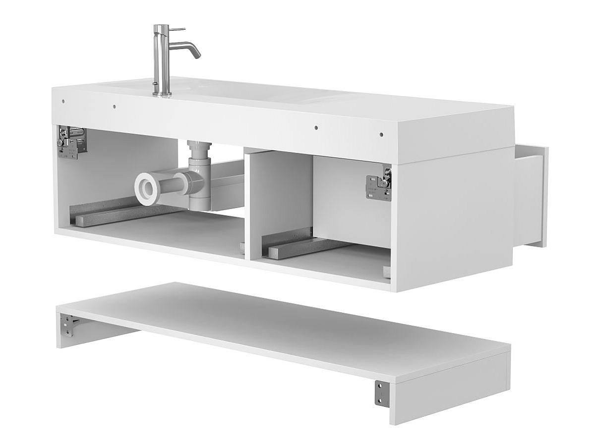 Тумба подвесная DUO Белая с умывальником VIOLA 1200 R