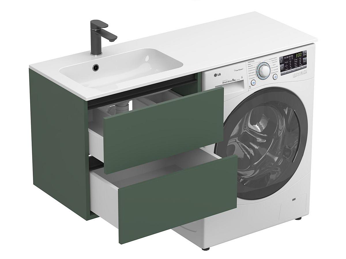 Тумба подвесная LUMO Лес зелёный с умывальником DELLA 1200 L