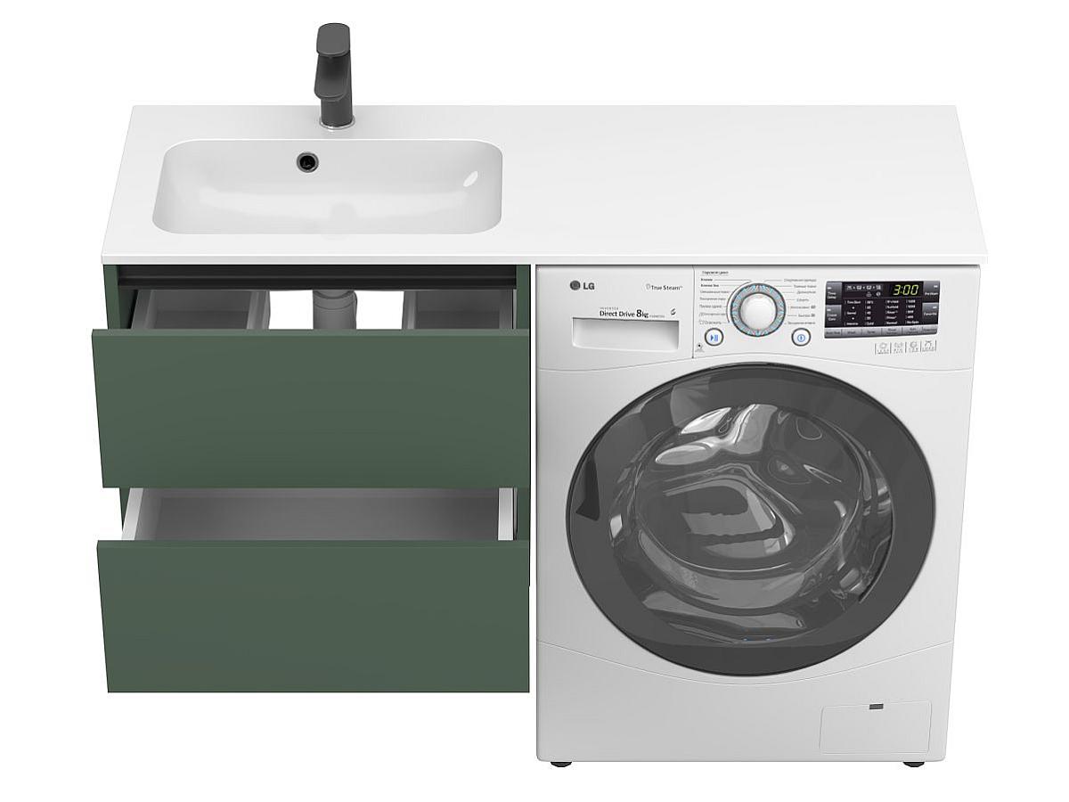 Тумба подвесная LUMO Лес зелёный с умывальником DELLA 1200 L