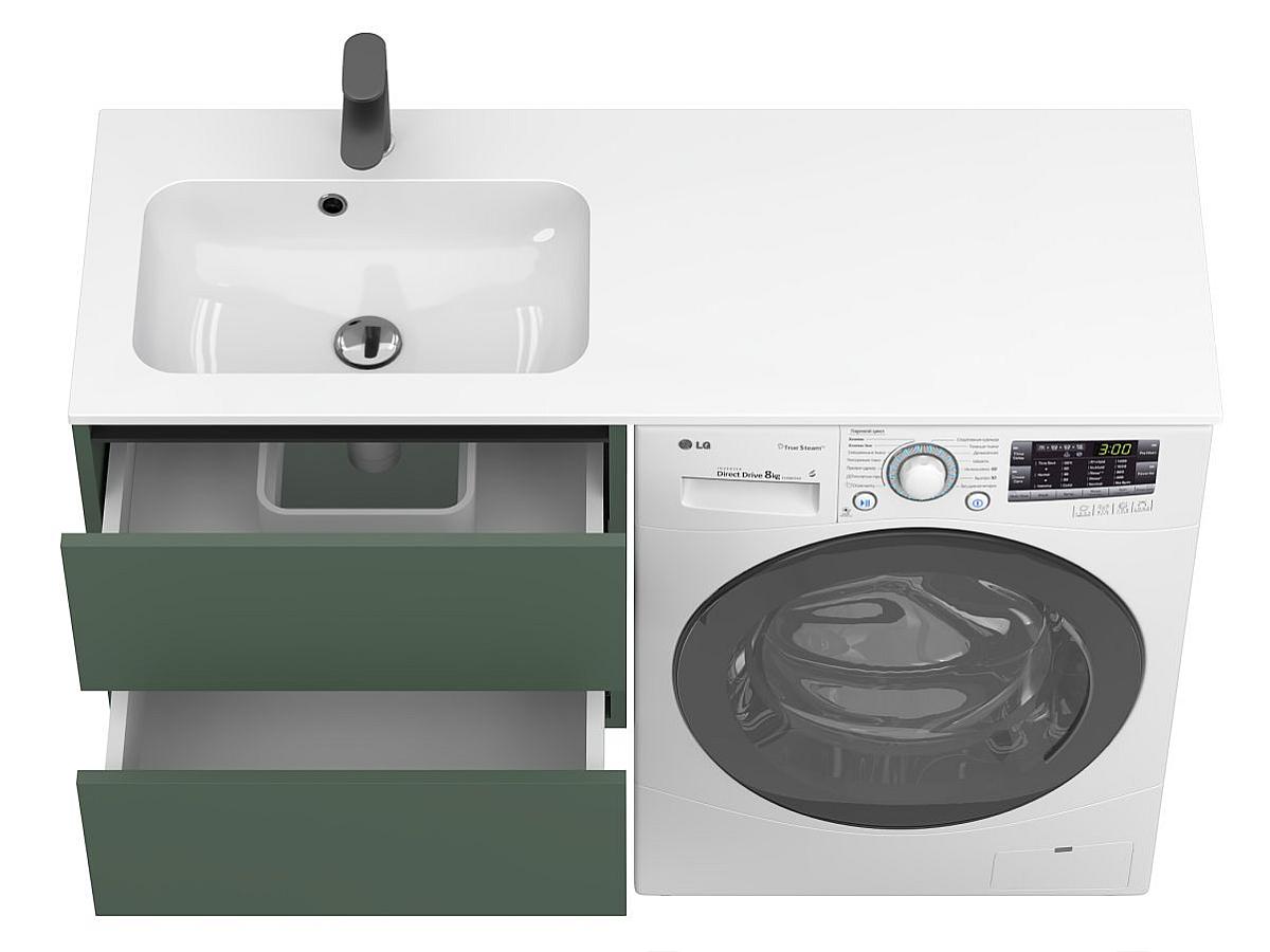 Тумба подвесная LUMO Лес зелёный с умывальником DELLA 1200 L