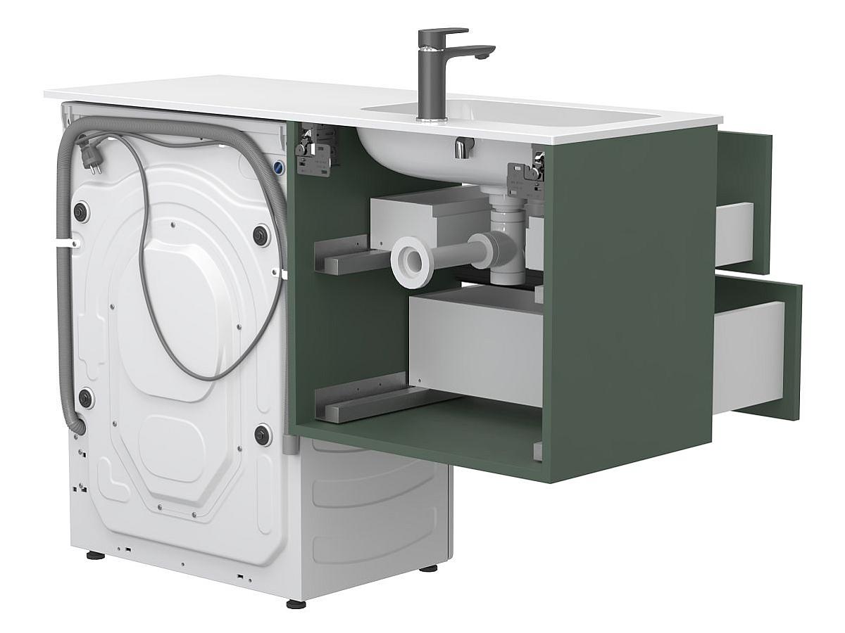 Тумба подвесная LUMO Лес зелёный с умывальником DELLA 1200 L