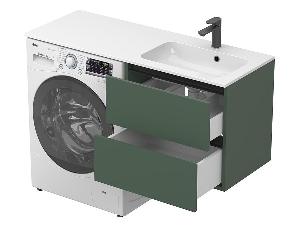 Тумба подвесная LUMO Лес зелёный с умывальником DELLA 1200 R