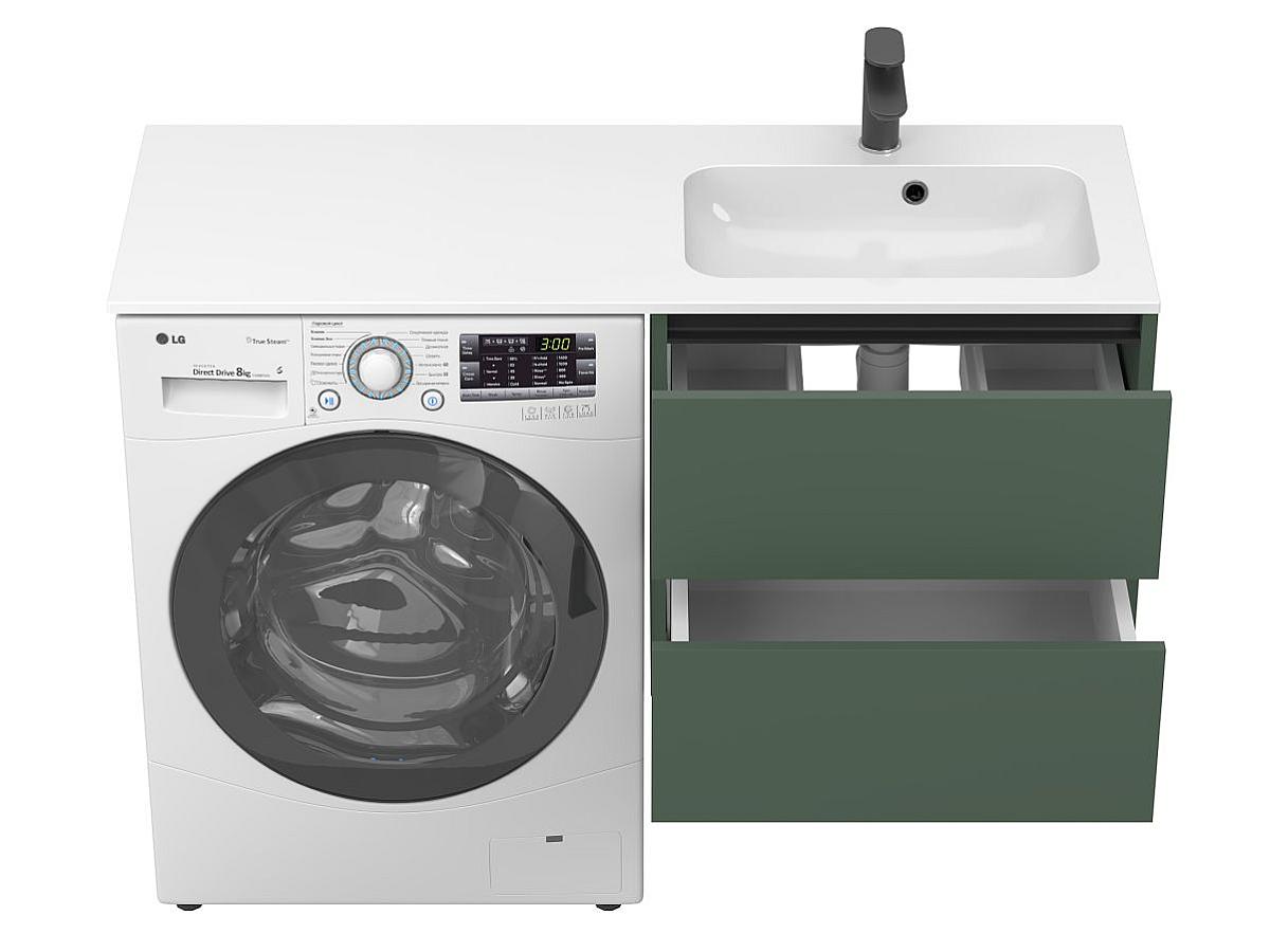 Тумба подвесная LUMO Лес зелёный с умывальником DELLA 1200 R