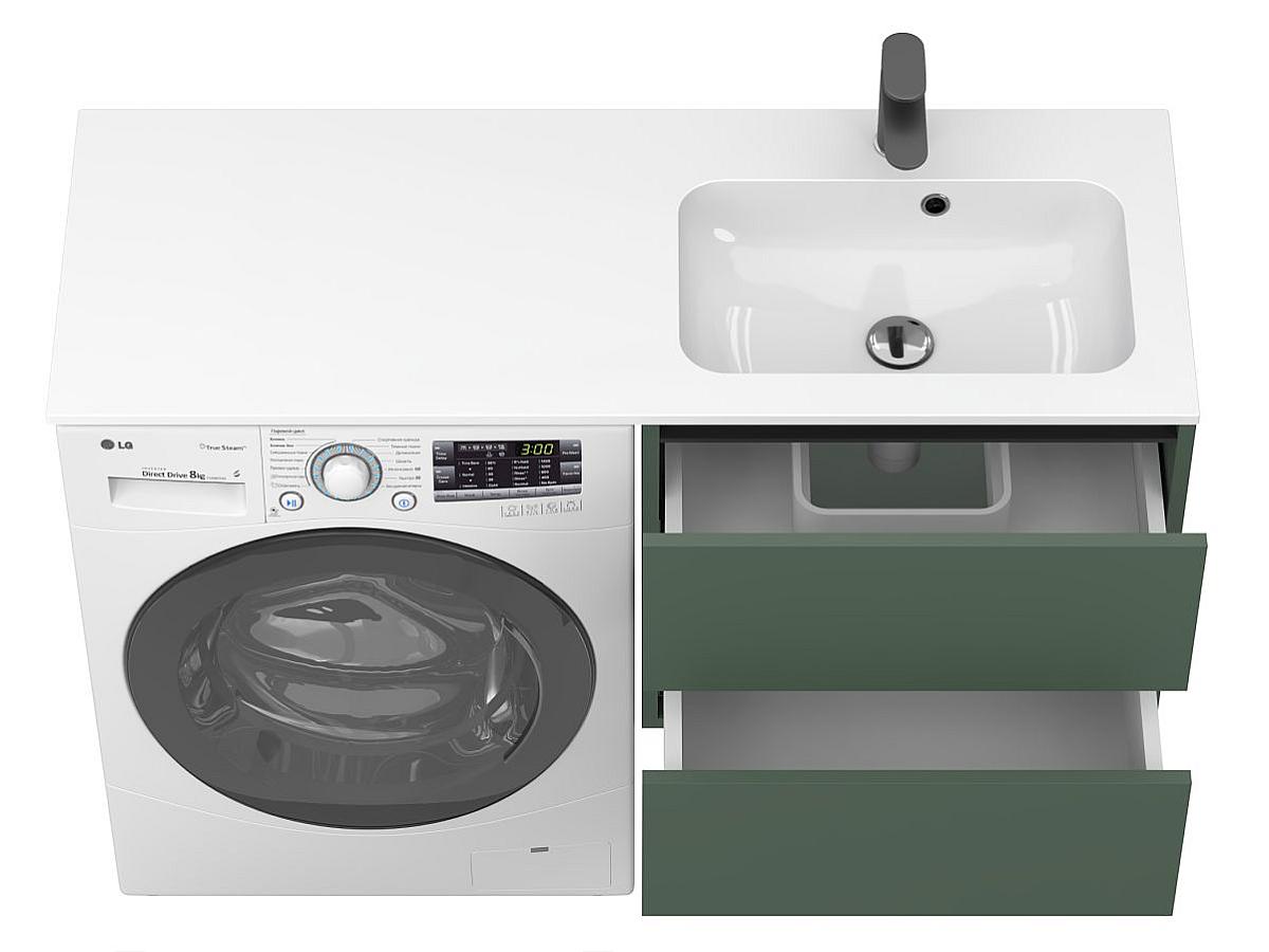 Тумба подвесная LUMO Лес зелёный с умывальником DELLA 1200 R