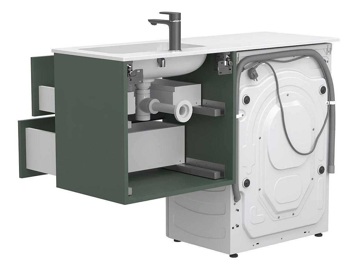 Тумба подвесная LUMO Лес зелёный с умывальником DELLA 1200 R