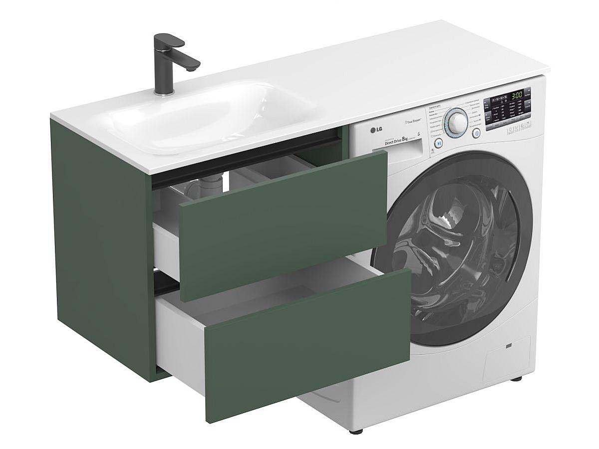 Тумба подвесная LUMO Лес зелёный с умывальником JESSEL 1200 L