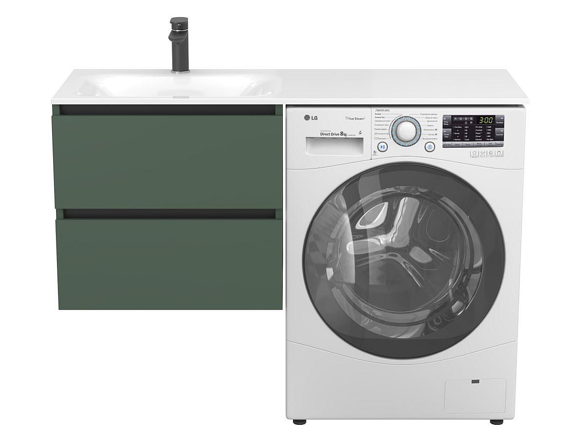 Тумба подвесная LUMO Лес зелёный с умывальником JESSEL 1200 L