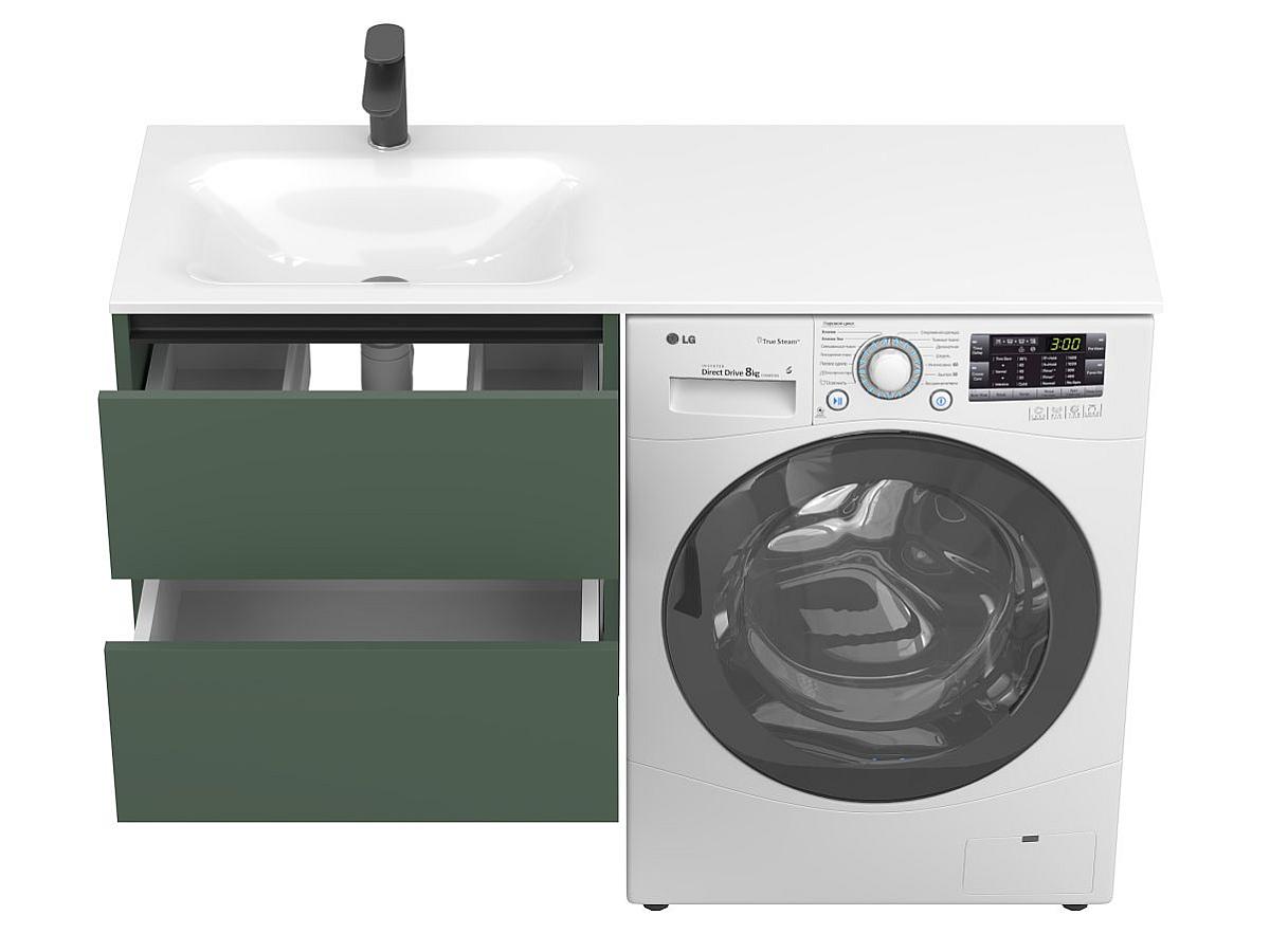 Тумба подвесная LUMO Лес зелёный с умывальником JESSEL 1200 L